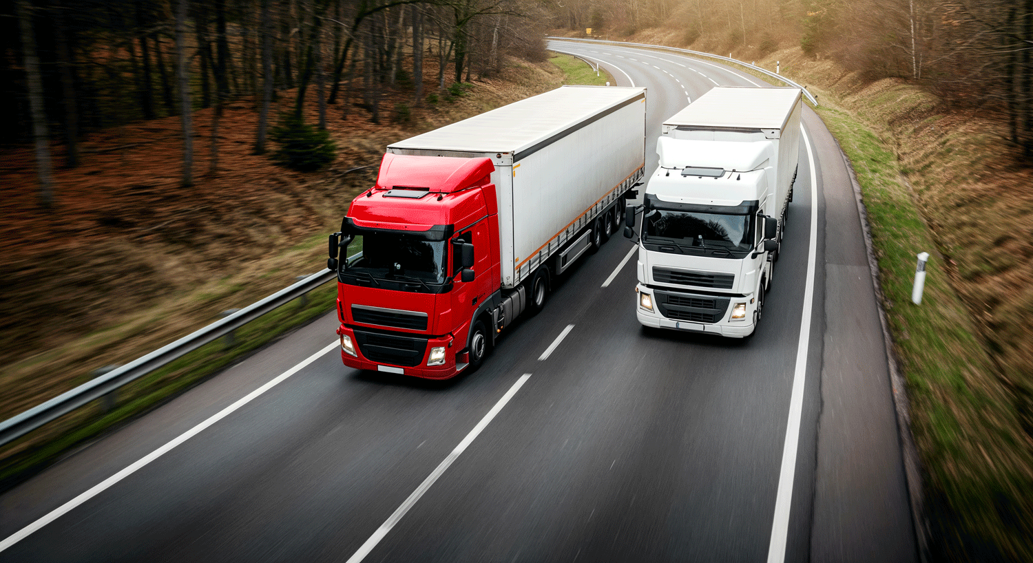 trucks-winding-road